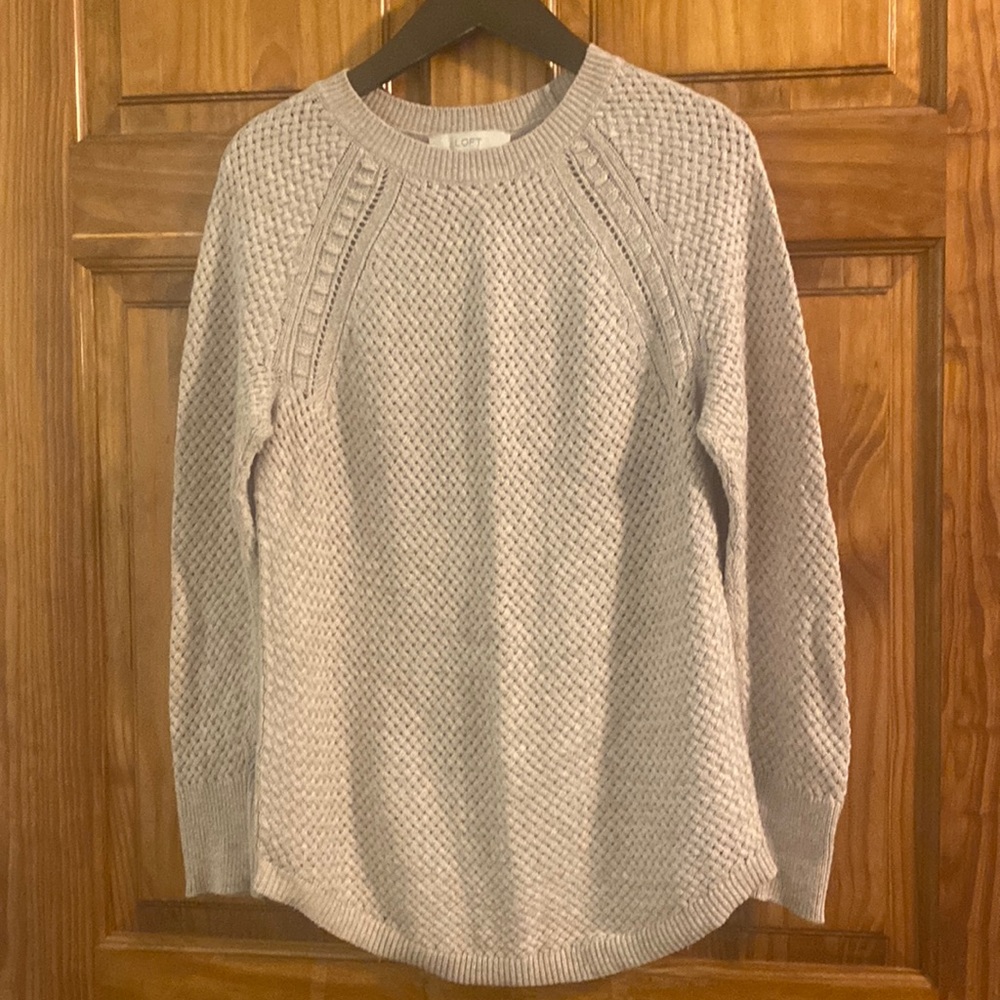 LOFT Woven Knit Crewneck Sweater